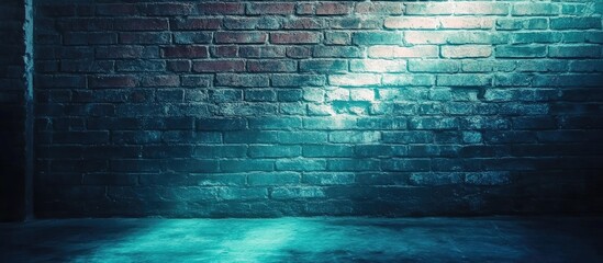 Aufkleber - Brick wall background with gradient filter and blurred overlay creating a modern space for text or design elements in a creative setting.