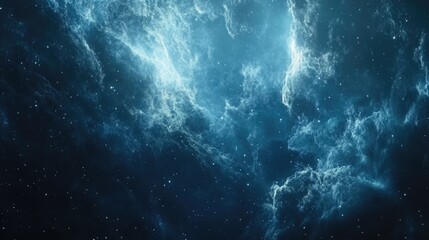Wall Mural - Blue Nebula with Starry Background and Copy Space for Text Usage