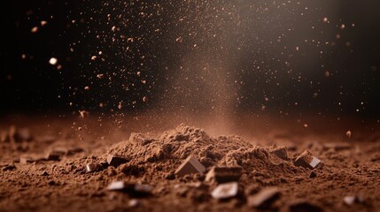 Poster - rich chocolate brown backdrop with grunge texture and dust effect ideal for text overlay and creativ