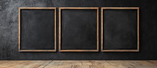 Aufkleber - Black Chalkboard Mockup with Wooden Frames for Creative Graphic Design and Text Placement in Empty Copyspace