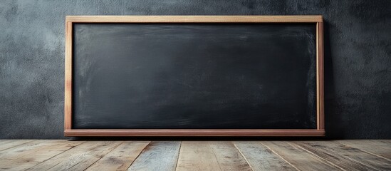 Aufkleber - Classic blackboard on a wooden floor with empty surface ideal for text placement and educational or creative content enhancement