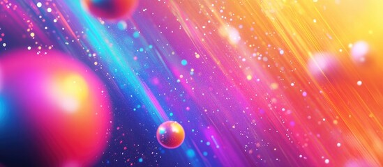 Aufkleber - Vibrant 80s Disco Style Background with Colorful Lights and Empty Space for Text Insertions