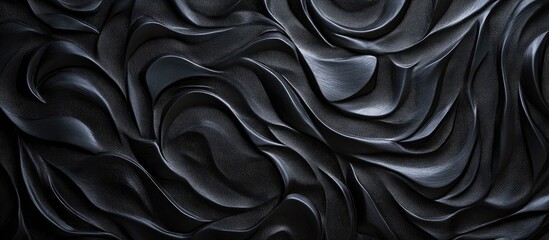 Aufkleber - Textured black wallpaper background with smooth waves and ample copyspace for text placement in elegant design.