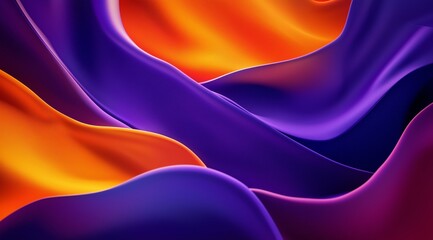 Poster - Attractive abstract background in orange,  blue and light blue tones with waves and wavy shapes. Beautiful vibrant background paint strokes 