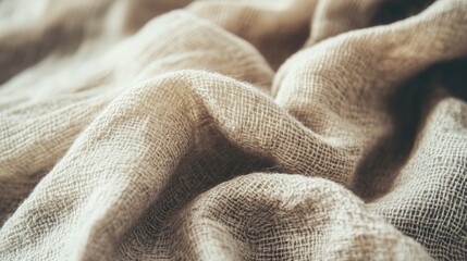 Aufkleber - Textured natural linen fabric in soft folds with subtle lighting and Copy Space for design purposes.