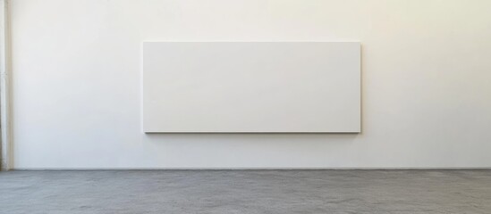 Poster - Blank Canvas on White Wall in Minimalist Room Ideal for Custom Text or Artwork Display with Ample Copyspace for Creative Projects