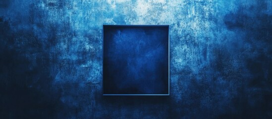 Aufkleber - Dark textured blue background with a square frame providing ample copyspace for adding text or graphics in a modern design layout.