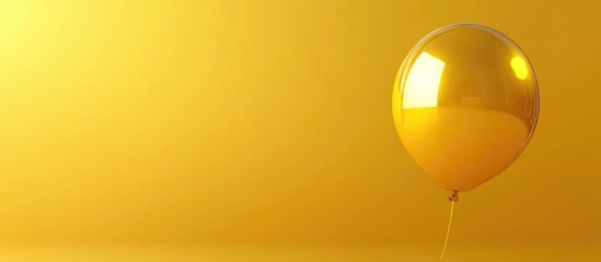 Poster - Festive Golden Balloon on Yellow Background with Space for Custom Text and Celebratory Themes