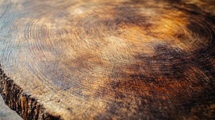 Aufkleber - Close-up of textured wooden surface showing natural grain patterns with rich browns and intricate wood details Copy Space