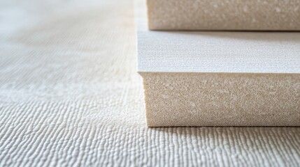 Poster - closeup of smooth chipboard texture displaying contemporary furniture design with ample empty space 