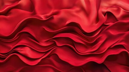 Poster - Elegant Red Silk Fabric Waves Background with Smooth Texture and Copy Space for Text or Graphic Elements