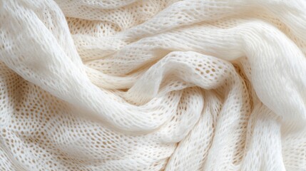 Aufkleber - Textured white knitted fabric background with soft folds and layers, ideal for design projects with copy space.