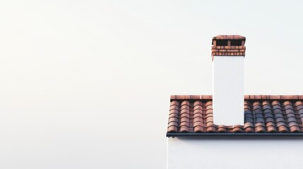 Poster - chimney design on house rooftop with clear sky background and space for text layout ideal for home i