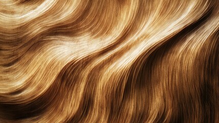 Aufkleber - Golden blonde wavy hair texture background with soft highlights and smooth lines suitable for beauty and fashion themes Copy Space