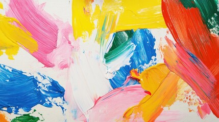 Poster - colorful abstract background with vibrant brush strokes and empty space for text in a children s art