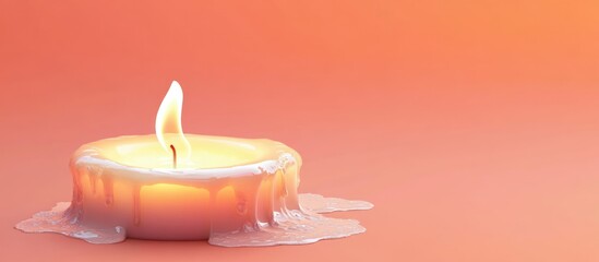Poster - melting candle flame with warm glow and soft background ideal for holiday themed designs and text pl