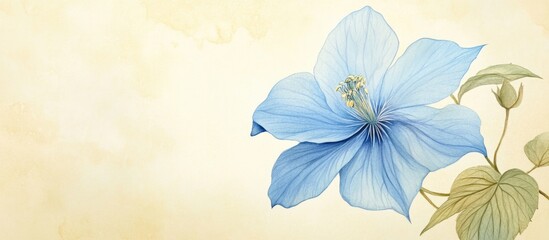 Poster - delicate blue flower on soft background with ample copyspace for text and botanical aesthetic perfec