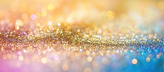 Poster - Vibrant abstract background with shimmering gold glitter bokeh lights and smoothly blended colors perfect for elegant text overlays