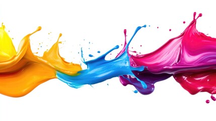 Poster - Colorful Abstract Paint Splashes in Vibrant Hues Ideal for Creative Design Projects with Copyspace for Text and Decoration Purposes