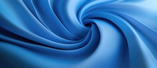 Poster - Swirling blue fabric design conveying depth and tranquility with ample copyspace for text placement and artistic expression in abstract form