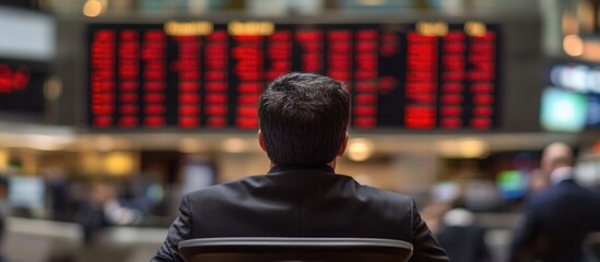 Aufkleber - Businessman Observing Stock Exchange Trends with Blank Area for Customizable Text Space