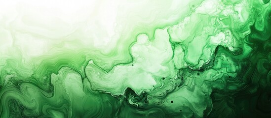 Poster - Bright green abstract marble ink texture with smooth fluid patterns and ample space for text or design elements in a modern aesthetic.
