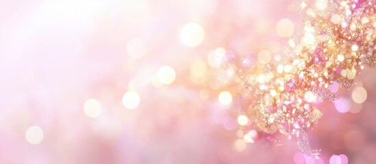 Poster - elegant golden bokeh light background with soft pink hues perfect for overlays and text placements i