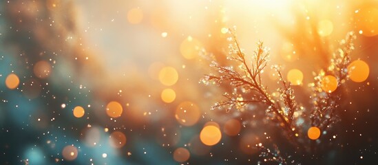 Poster - golden bokeh lights and shimmering background with space for text ideal for festive or elegant desig