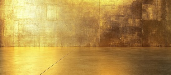Poster - shimmering gold cement wall background with smooth surface and ample space for text or graphics