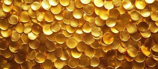 Poster - Golden Bokeh Circles Texture Background with Space for Text Suitable for Celebratory Designs and Elegant Invitations