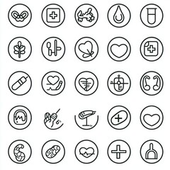 A collection 50 line icons representing common diseases and health conditions, featuring editable strokes for customization Isolated on white background
