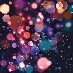 Poster - abstract background with bright round glowing elements of different sizes and colors. 