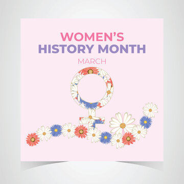 Women's History Month Celebration Banner. Womens History Month Background. Women's Contributions To Events In History and Contemporary Society Abstract Illustration Design