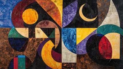 Poster - a colorful abstract painting with a large circle in the middle