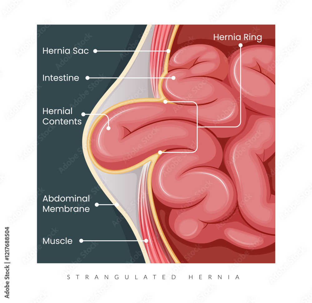 Strangulated Hernia - Section of the Small Intestines - Stock ...