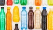 Colorful Assortment of Plastic Bottles on White Background