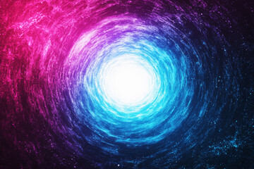 Poster - Radiant radial gradient pattern with cosmic glow in vibrant blue and purple tones enhancing ethereal beauty