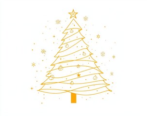 Wall Mural - A single-line drawing of a Christmas tree