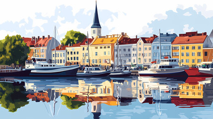 Wall Mural - vibrant tallinn historic harbor