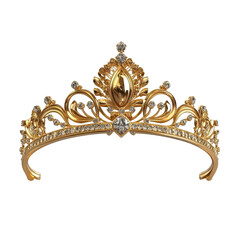 Poster - Elegant golden tiara with intricate design, isolated on a transparent background for a stunning visual appeal, Golden tiara 3d isolated on transparent backgroud
