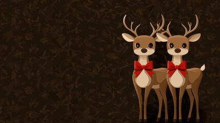 Wall Mural - Seamless pattern of cheerful reindeer and bows background