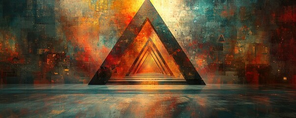 Poster - Dynamic triangular patterns abstract art digital creation colorful environment artistic viewpoint visual concept