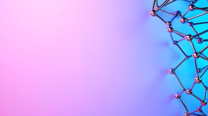 Poster - Abstract digital background featuring a network of interconnected nodes against a gradient of purple and blue hues.