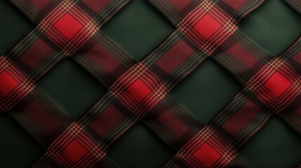 Wall Mural - Subtle plaid pattern with festive green and red tones background