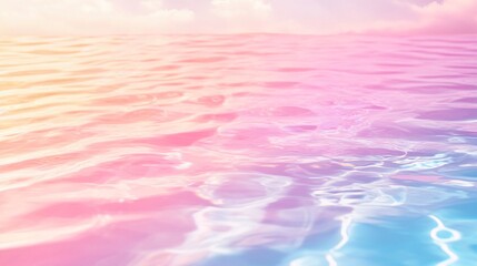 Wall Mural - a tranquil seascape with shimmering pink and blue water under a pastel sky.