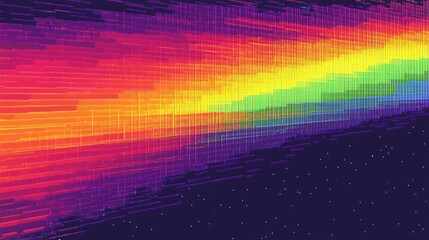 Aufkleber - A vibrant abstract depiction of a rainbow spectrum in a cosmic setting, showcasing dynamic colors against a starry background.