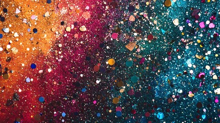Aufkleber - A vibrant explosion of colorful glitter dots against a cosmic background, creating a mesmerizing visual experience.