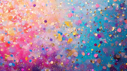 Poster - A vibrant, colorful abstract background filled with confetti and glitter, creating a joyful and festive atmosphere.