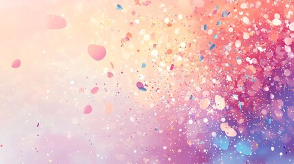 Aufkleber - A vibrant abstract background featuring scattered colorful particles in shades of pink, purple, and blue.