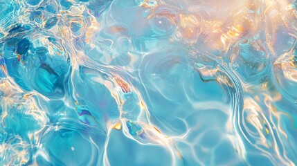 Wall Mural - A close-up of shimmering turquoise water, reflecting light with a serene and tranquil effect.